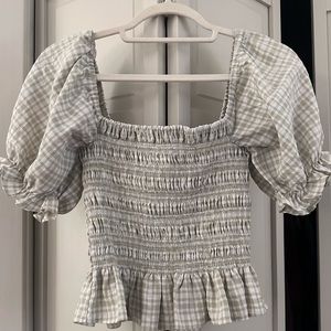 Wayf Gingham Puffsleeve Blouse
